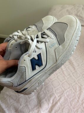 New Balance Kids 650 White and Gray Athletic Sneakers